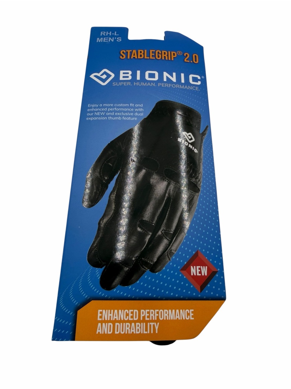 BIONIC STABLEGRIP 2.0 BLACK LEATHER GOLF GLOVE--right  SIZE LARGE  NEW.